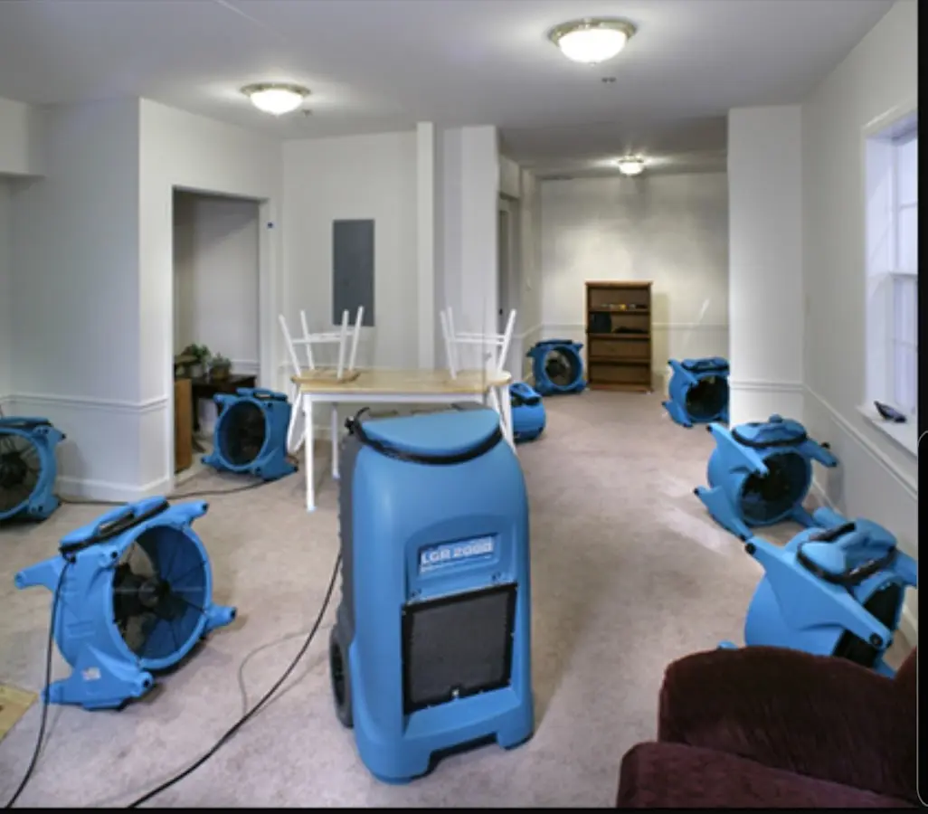 Air movers and dehumidifier setup for Water Extraction & Removal in Stallings